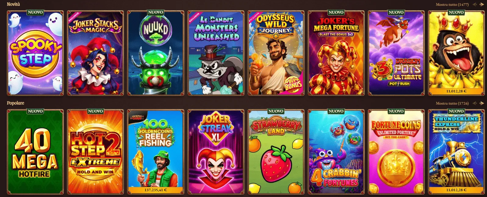 Selezione giochi Crazy Tower Casino